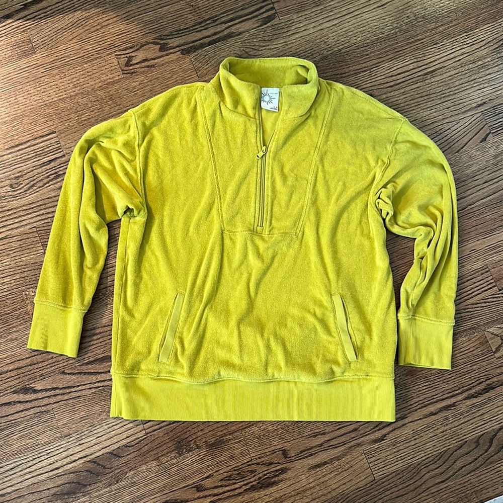 Offline by aerie track French Terry half zip size medium yellow color